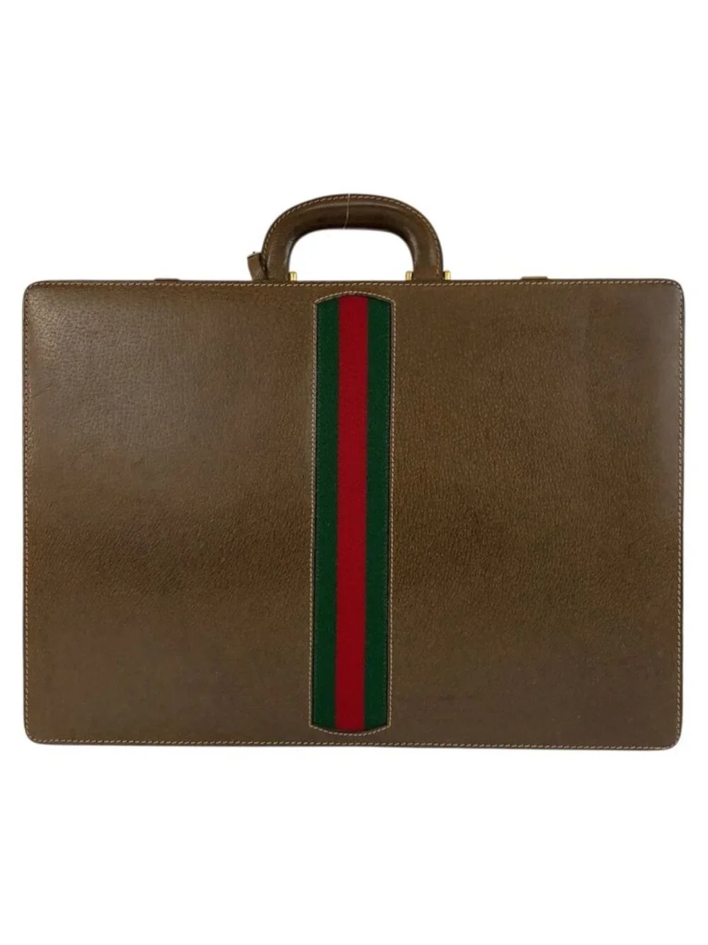 Gucci Vintage Sherry Line Brown Leather 20 Briefcase Attache Case